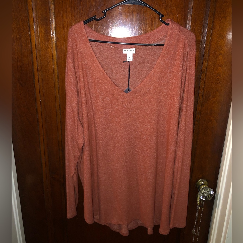 Ava & Viv lightweight orange/coral sweater (Plus Size)